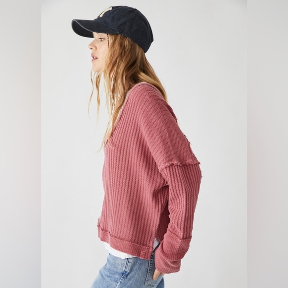 We The Free People New Magic Thermal Long-Sleeve Top-Cowboy Pink-Women Medium